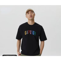 Gap men's new logo t-shirt ngắn tay 602975 Bông tinh khiết silhouette top