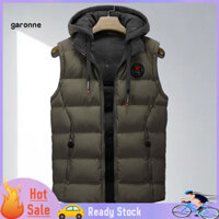 Gar Nam Áo khoác dày Áo khoác có thể tháo rời Áo khoác nam có mũ trùm đầu Áo khoác không tay có túi Áo ghi lê mùa đông ấm áp cho nam sành điệu Dây kéo Placket Màu trơn