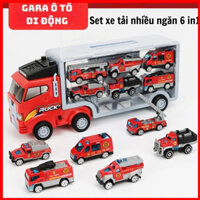 Gara Ô Tô Di Động Set Xe Tải Nhiều Ngăn 6 Trong 1, Đồ Chơi Ô Tô Cho Bé Trai.