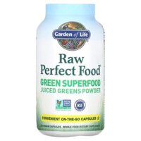 Garden of Life RAW Perfect Food Green Superfood Juiced Greens Powder 240 Vegan Capsules