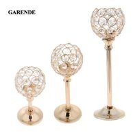 Garende 3 Kích Thước Vàng Khảm Pha Lê Nến Tealight Chân Nến Vàng