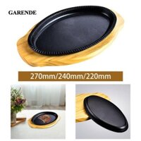 Garende Steak Fry Plate Hình Bầu Dục Máy Chủ Đĩa Fajita Sizzling Pan Sizzling Steak Plate Set Teppanyaki Grill Pan cho Nhà Hàng Gia Đình