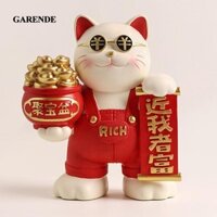 Garende Tượng Mèo May Mắn Tượng Mèo Nhựa Động Vật Điêu Khắc Cho Bảng Điều Khiển Phòng Ăn Tủ Các Công Ty