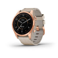 Garmin Fenix 7S - Sapphire Solar, Rose Gold Ti with Limestone Leather Band