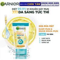 [GARNIER] Sữa Rửa Mặt 3 Trong 1 Giúp Ngăn Ngừa Mụn & Thông Thoáng Lỗ Chân Lông Bright Complete Anti-Acnes 50/90/100ml