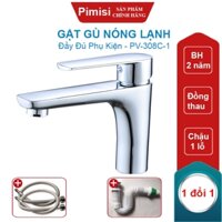 Gật Gù Nóng Lạnh Pimisi PV-308C-1 Dài - Rộng 17 cm, Cho Chậu Rửa Mặt 1 Lỗ Treo Tường Hoặc Lavabo Mặt Bàn Đá | Chính Hãng