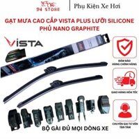 Gạt mưa VISTA PLUS LUXURY Cao Cấp chốt gạt đa năng lắp mọi dòng xe - Lưỡi SILICONE phủ NANO Graphite tiêu chuẩn Châ