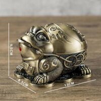 Gạt tàn bằng đồng hình con cóc ngậm tiền xu - Đồng xanh
