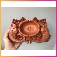 Gạt tàn đựng thuốc đục cá chép bằng gỗ