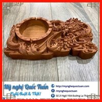 Gạt tàn gỗ chạm Rồng nguyên khối gỗ hương đá giá rẻ