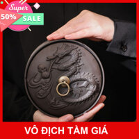 Gạt tàn gốm tử sa trạm khắc tinh sảo Nhất Long Vần Ngọc size lớn có nắp đạy MỸ NGHỆ PHÚ GIA  CHUYÊN CUNG C
