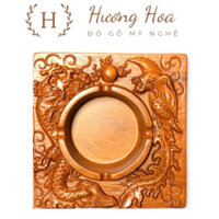 Gạt Tàn Thuốc Lá Gỗ Hương Nguyên Khối Chạm khắc hình Long Phụng