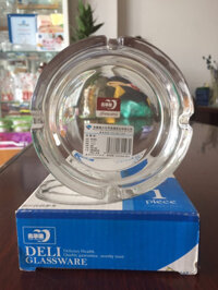 Gạt Tàn Thuốc Thuỷ Tinh Glass Ashtray Kiểu Dáng Vuông Bầu Sang Trọng Deli 1024