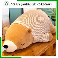 Gấu bắc cực nhồi bông, gối ôm hình con gấu, lông cừu siêu mềm mịn có khóa ẩn và áo tháo rời