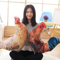 Gấu Bông 3D Hình Gà Trống Gà Mái Dễ Thương, Gối Ôm Hình Con Gà Kích Thước Thật
