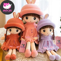 Gấu bông búp bê cho bé gái váy nhung size 90cm, búp bê công chúa dễ thương