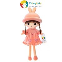 Gấu Bông Búp Bê Mặc Váy Nhung Tim Cao Cấp Thingkids - Quà Tặng Dễ Thương Cho Bé