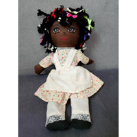 Gấu bông búp bê vin da đen tóc nơ ruy băng