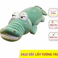 Gấu Bông Cá Sấu Mặt Ngáo Khổng Lồ Vải Nhung Hàn Co Giãn 4 Chiều Siêu Mềm Mịn