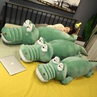 Gấu Bông Cá Sấu Mặt Ngáo Siêu To Khổng Lồ, Gối Ôm Thú Nhồi Bông Vải Co Giãn 4 Chiều Siêu Mềm Mịn