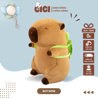 Gấu Bông Capybara Ba Lô Rùa CICI - Thú Bông Chuột Lang Capybara Đeo Cặp Đáng Yêu Lông Mịn Cao Cấp