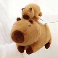 Gấu Bông Capybara Cõng con, chuột lang đôi có dây rút tự động thu lại được gấubông capybara