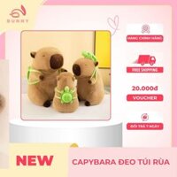 Gấu bông Capybara đeo túi rùa, thú nhồi bông mềm mại cho bé siêu đáng yêu
