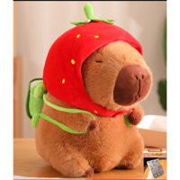 Gấu Bông Capybara Đội Mũ Dâu Lotso Chất Liệu Đảm bảo Chất Liệu Làm Từ Lông Thỏ Thú Nhồi Bông