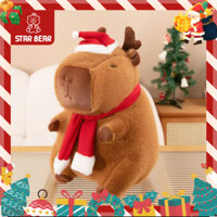 Gấu Bông Capybara Đội Mũ Ông Già Noel Quàng Khăn Siêu Đáng yêu Làm Quà Tặng Giáng Sinh - Star Bear