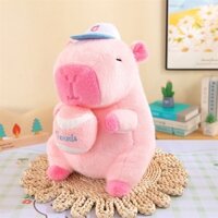 Gấu bông Capybara hông ôm trái banh tenis rút được ANVIHOME CHUỘT CAPYBARA HỒNG RÚT BÓNG