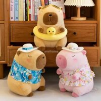 Gấu bông capybara mặc đồ bơi đi biển - Capy váy hồng - capy phao bơi, capibara Kawaii Thú nhồi bông đi biển Capina.868