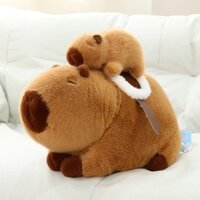 Gấu Bông Capybara Mẹ Cõng Con, Chuột Lang Capybara Mẹ Con Đáng Yêu Có Dây Rút Có Thể Kéo Được