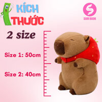 Gấu Bông Capybara Mũ Dâu Dễ Thương, Hàng QCCC, Không Rơi Rụng Lông.