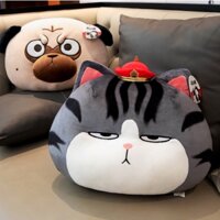 gấu bông chăn hoàng thượng mèo GBC14 dễ thương cute gối kèm chăn lông thêu 50cm