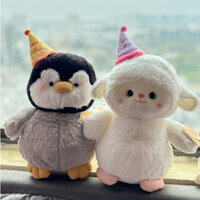 Gấu bông chim cánh cụt- cừu trắng đội mũ sinh nhật NEOCI