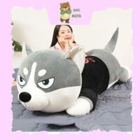 Gấu Bông Chó Husky Nằm  Lười - Gấu Ôm Chó Sói Husky Mặt Ngáo 1m5 Siêu To Khổng Lồ Cao Cấp NUTA