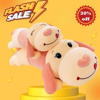 Gấu Bông Chó Nằm Mũi Tim, Thú Nhồi Bông Siêu Mềm Mịn Vải Nhung Cao Cấp Kích Thước 1m3 1m5 - Shop Gấu Misa
