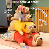 Gấu Bông Chó Pug Nằm, Gối Ôm Chó Mặt Nhăn Đáng Yêu Hàng Cao Cấp Siêu Mịn, An Toàn Cho Bé