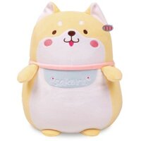 Gấu Bông Chó Shiba Mặc Áo Yếm Vải Nhung Mềm Mịn - Bảo Hành Bông và Chỉ