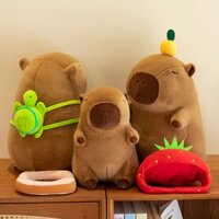 Gấu bông chuột Capybara mang balo rùa xanh