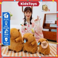 Gấu Bông Chuột Lang nước đeo balo rùa thú nhồi bông đáng yêu, Chuột Capybara chảy mũi lông siêu mượt