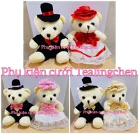 Gấu Bông Cô Dâu Chú Rể Gắn Hoa Xe Đám Cưới, Trang Trí Decor Siêu Đẹp