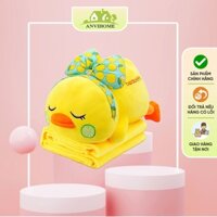 Gấu Bông Có Mền ANVIHOME Bộ chăn gối văn phòng Gối mền văn phòng hình Vịt vàng đội nơ đáng yêu kèm chăn