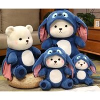 Gấu bông cute Gấu xanh dễ thương , Đồ chơi búp bê nhồi bông dành cho trẻ em quà sinh nhật đặc biệt mũ tháo rời