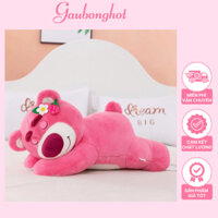 Gấu bông, Gấu dâu, Gấu Lotso nằm ngủ Size To 80cm, 100cm bông mịn ú nu siêu dễ thương mềm mại - Gấu bông Fluffy