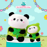 Gấu bông gấu trúc cosplay ếch xanh Gấu Bông Online thú bông gấu trúc đội mũ ếch mềm mịn dễ thương