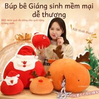Gấu bông Giáng Sinh búp bê Ông Già Noel Nai Sừng Tấm sang trọng búp bê chèn gối quà tặng Giáng Sinh
