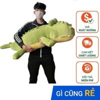 Gấu bông gối ôm Cá sấu đầm lầy bông cao cấp, vỏ nhung Hàn Quốc mềm mịn, co dãn 4 chiều, size 100cm - 140cm