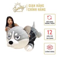 Gấu Bông gối ôm chó alaska mặc áo co dãn 4 chiều siêu mềm mịn