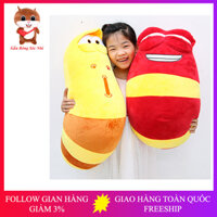 Gấu bông gối ôm hình sâu ngộ nghĩnh cho bé hàng cao cấp - Tặng kèm móc khóa gấu bông